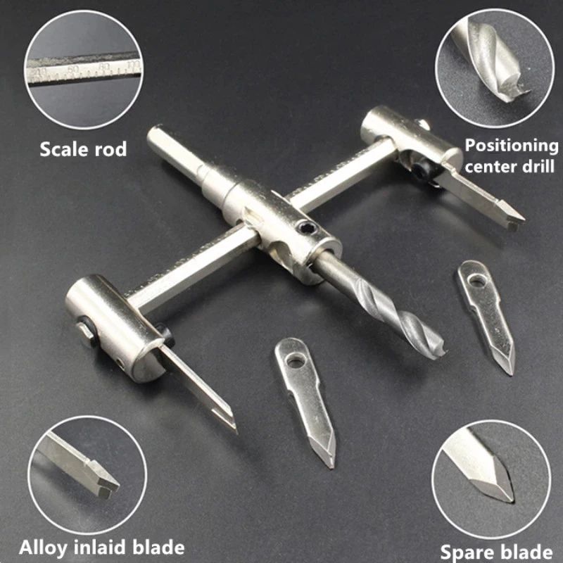 

120/200/300mm Drill Bit Circle Hole Saw Adjustable Drill Bit Aircraft Type Wood Circle Hole Saw Cutter Cordless Woodworking Tool