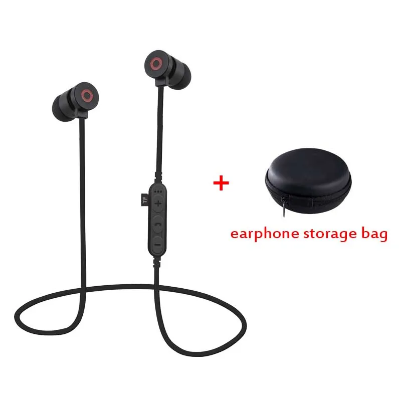 Новейшие Магнитные спортивные наушники BON CREATION T9, Bluetooth наушники, беспроводная гарнитура для бега, поддержка TF/SD карт для телефонов - Цвет: T9 Black and bag