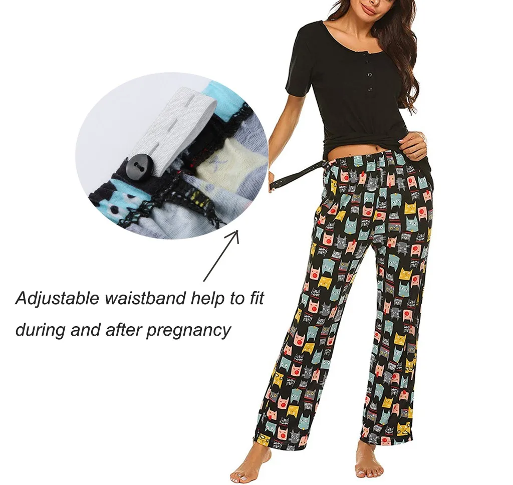 

TELOTUNY Пижама для беременных Одежда для беременных костюм для сна для беременных Грудное вскармливание ночное белье комплект женской одежды ...