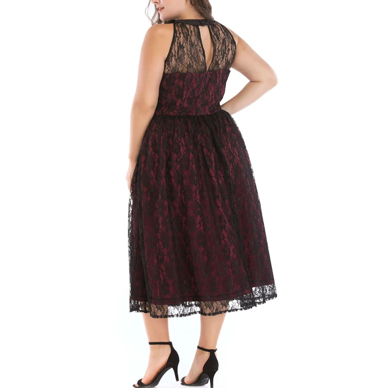 Женское винтажное кружевное платье без рукавов на пуговицах|Женские платья| |