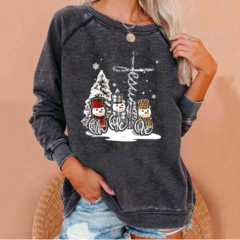 

Hat-free Sweater Christmas Truck Gift Printing Women's Round Neck Loose Pullover 2021 Autumn And Winter New Rm*