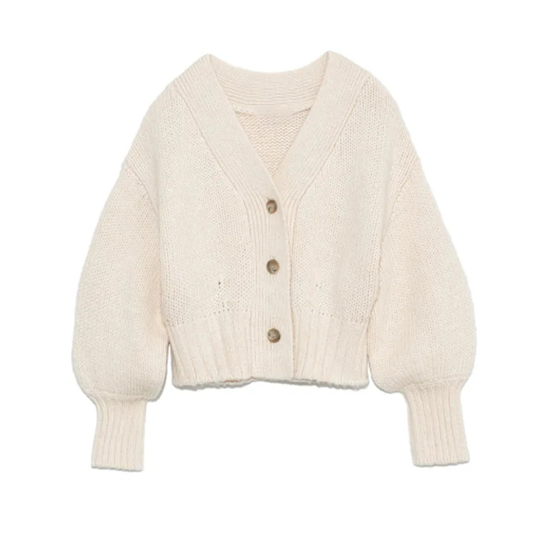 

Cardigan 2021 Spring V Neck Single Breasted Knit Coat Casual Solid Design Sweaters