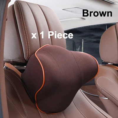 BrownHeadrestx1 Качественный комплект из 2 предметов для автомобильных сидений, подушка для поддержки талии и шеи, Автомобильная подушка для подголовника с эффектом памяти, Ортопедическая подушка для защиты позвоночника - Цвет: BrownHeadrestx1