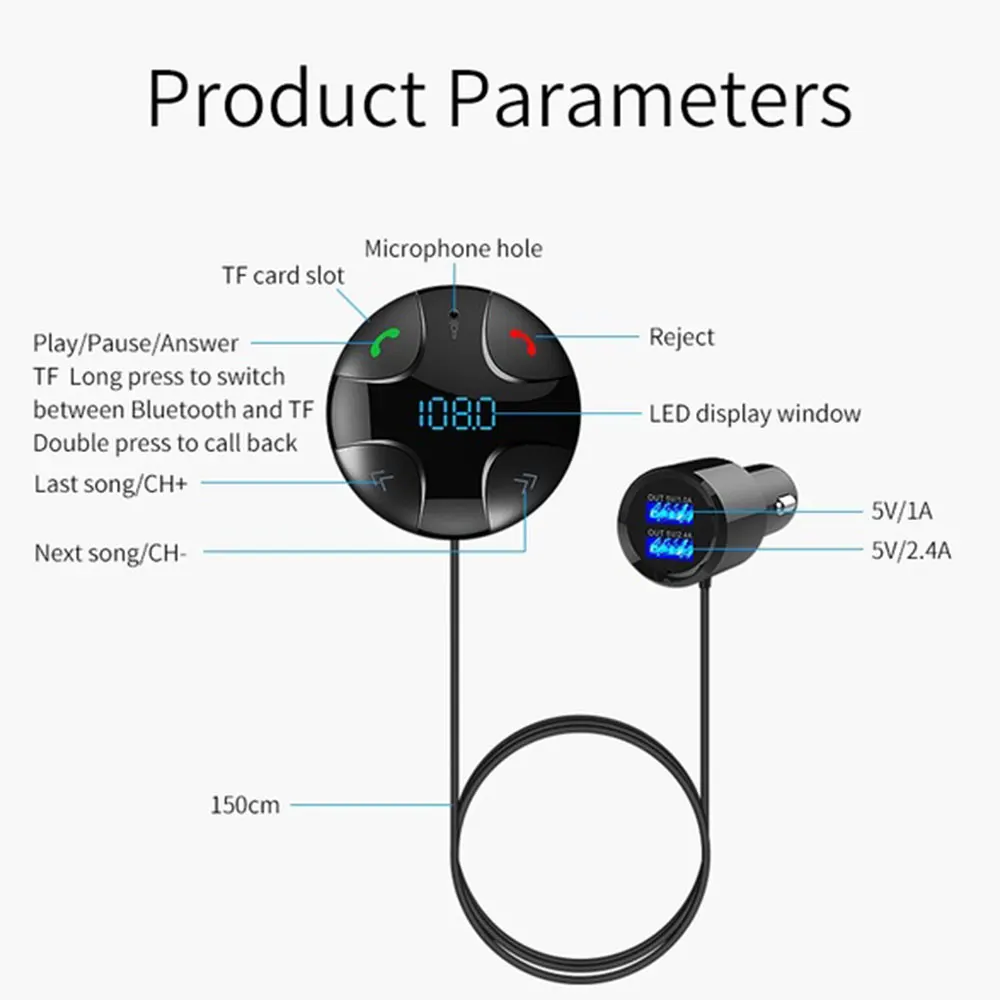 2019 5 V/3.4A беспроводной Bluetooth приемник Смарт Mp3 Авто музыкальный для дома Прямая
