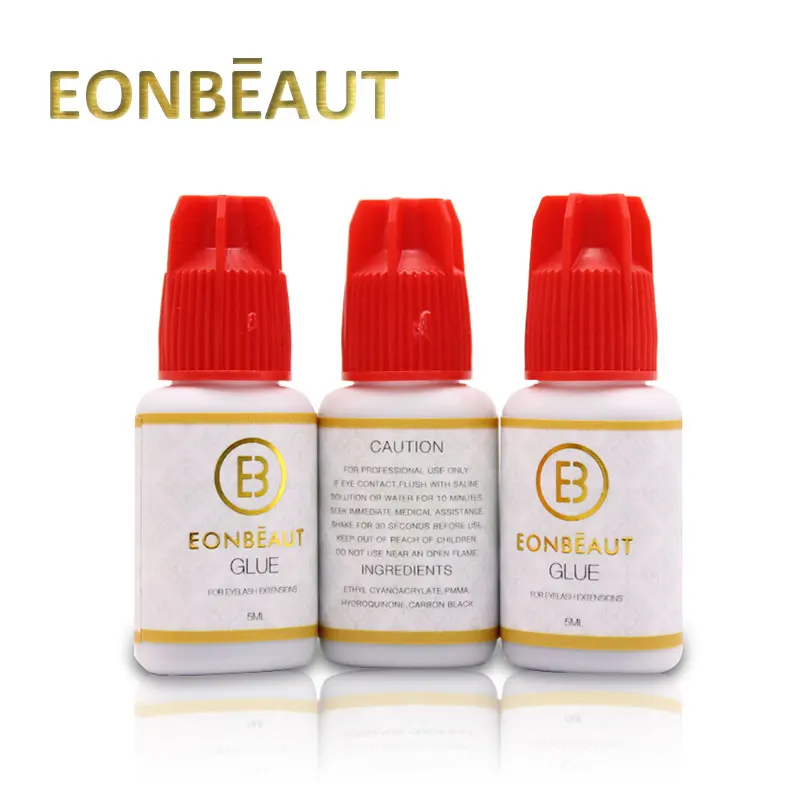 

10 Bottles EONBEAUT Eyelash Glue 1 Sec Fast Drying 5ml Eyelashes Extension Glue Red Cap Black Retention Long Last Makeup Tools