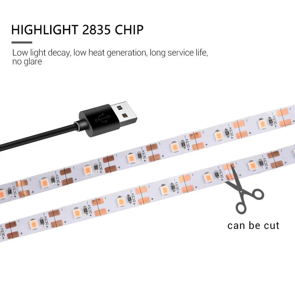 

LED Grow Light Full Spectrum USB Grow Light Strip 0.5m 1m 2m 3m 2835 SMD DC5V LED Phyto Tape for Seed Plants Flowers Greenhouses