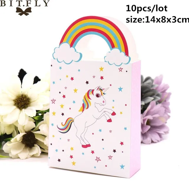 Unicorn gift bag Вечерние одноразовые украшения в виде единорога, набор столовых приборов, ободок для волос в виде русалки, обертка для торта, для детского дня рождения, свадьбы - Цвет: Unicorn gift bag