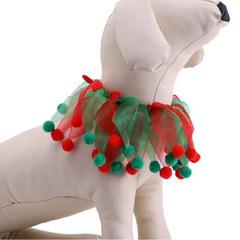 

Pets Collars New Fashion Multi-color Mesh with Tassel Collar for Dogs Cats Pet Accessories Xmas Tutu Collar Adjustable Neck Tie