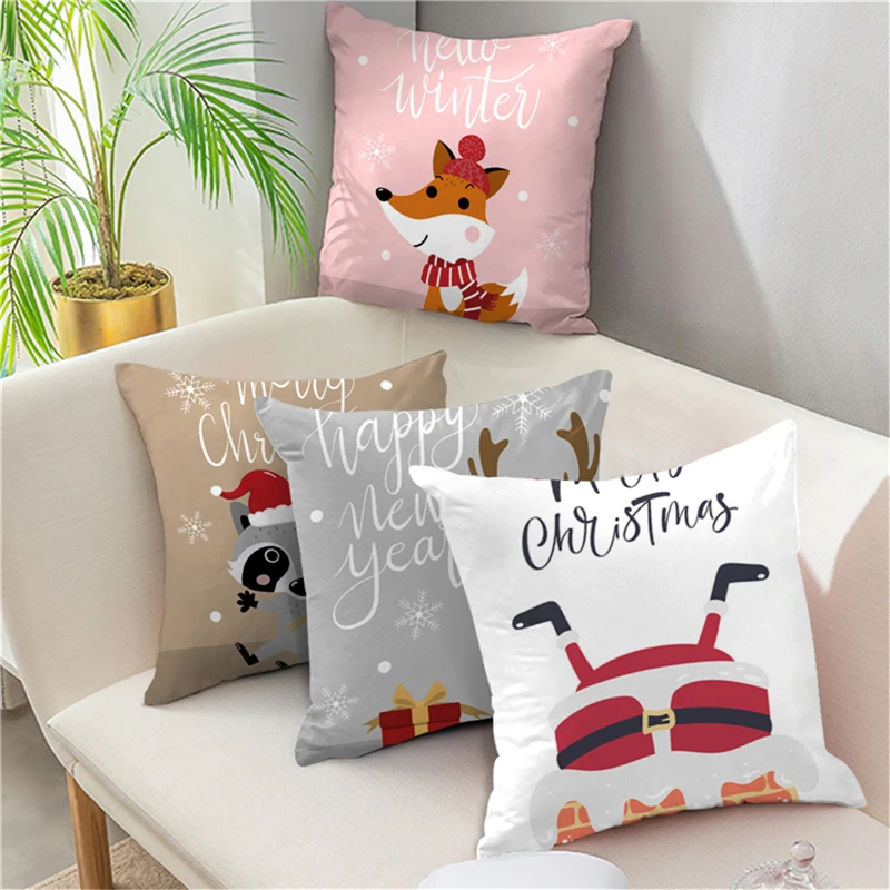 

New Cute Animal Pattern Cushion Cover Cartoon Christmas Style Pillow Cover Home Sofa Car Decorative Throw Pillowcase Home Decor