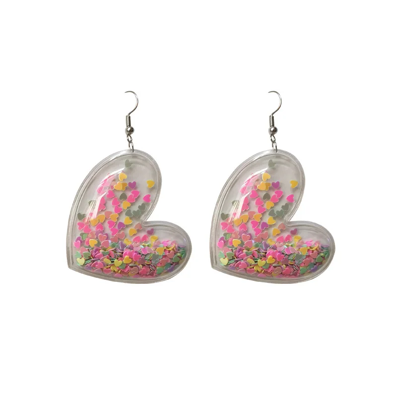 

New Ladies Transparent Love Colorful Sequins Cute Star Earrings
