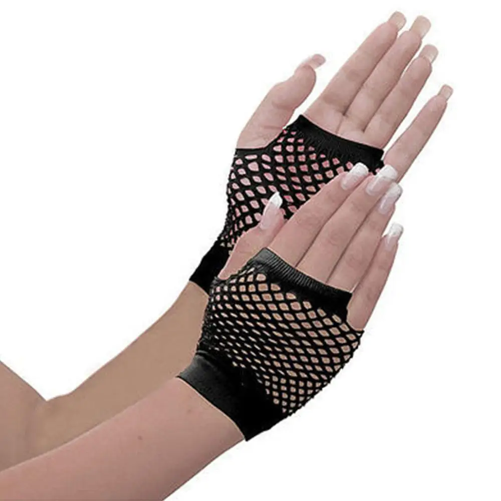 

1pair Hot Sale High Quality Neon Short Fishnet Gloves Fish Net Black Fancy Party Dance Club Nylon+Spandex Mesh Short Gloves New
