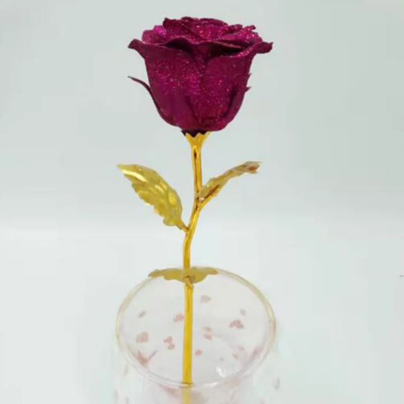 Only Crystal Pink Имитация вечности 24K роза из золотистой фольги цветок радуги День Святого Валентина романтический цветок свадебный подарок красивый золотой фольги цветок - Цвет: Only Crystal Pink