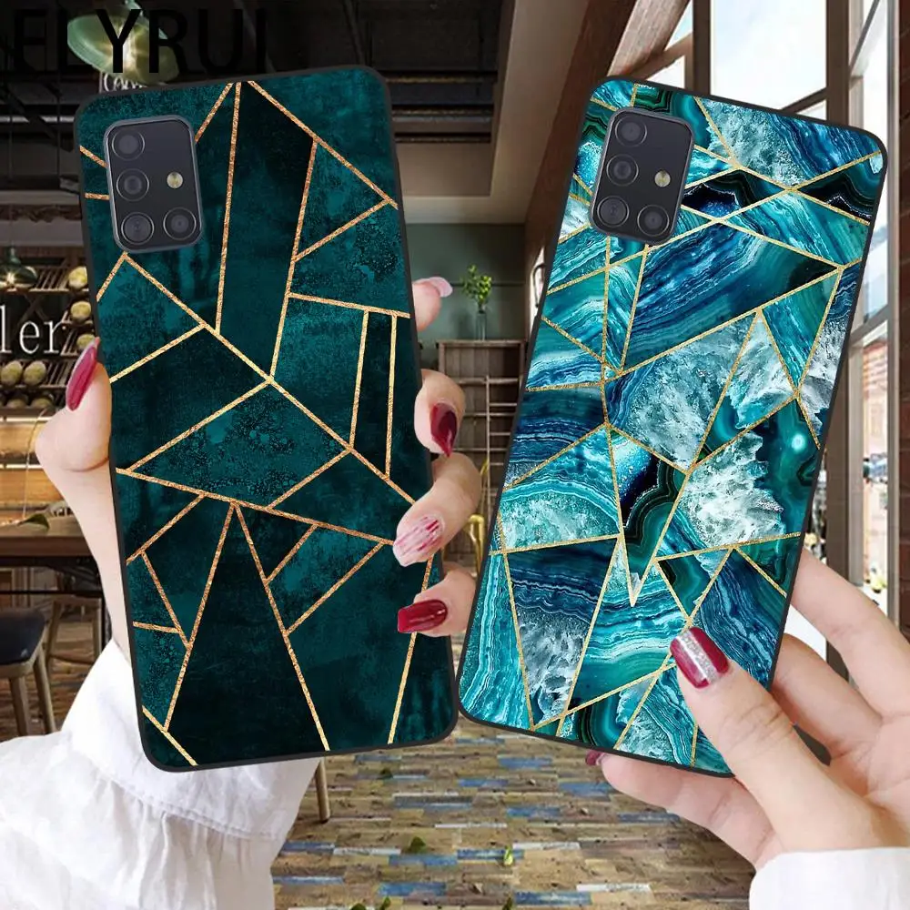 Матовые чехлы с геометрическим рисунком под мрамор для телефонов Samsung A51 A71 A21S A31 A41