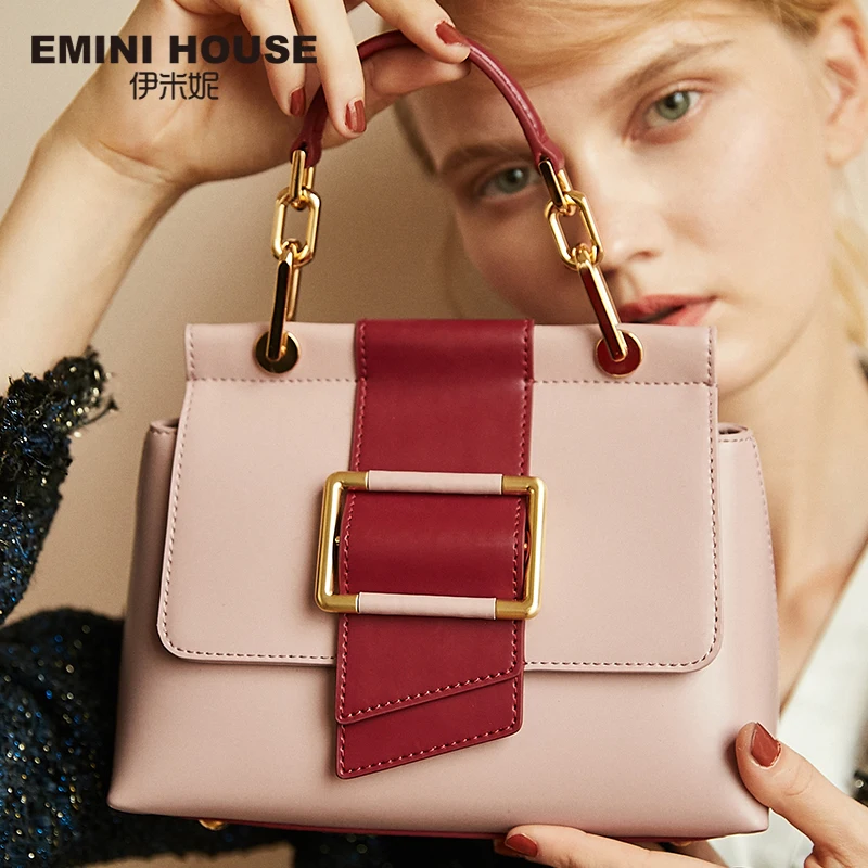 EMINI HOUSE металлическая квадратная пряжка Сумочка Роскошные сумки женские