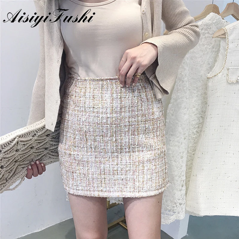 Женская облегающая мини юбка с блестками элегантная высокой талией короткая