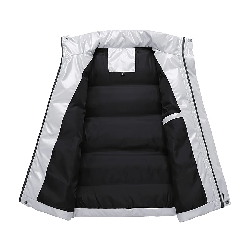 Мужская мода 2021 белая куртка без рукавов зимняя мужская теплая блестящая жилетка