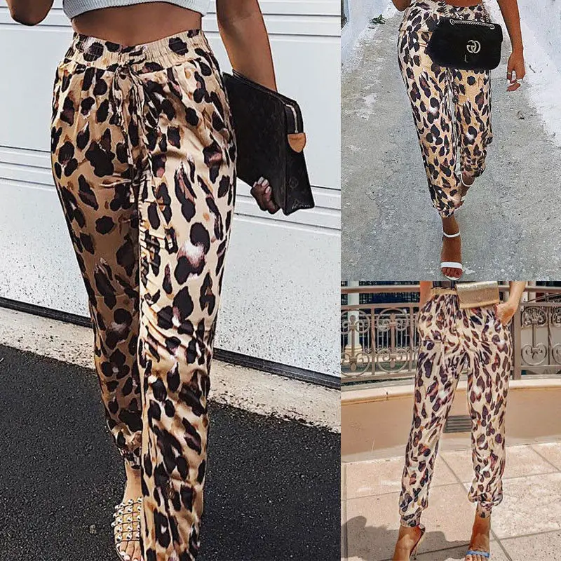 

Women Casual Street Pants High Waist Leopard Pants Trousers Leggings Scrunch Trousers
