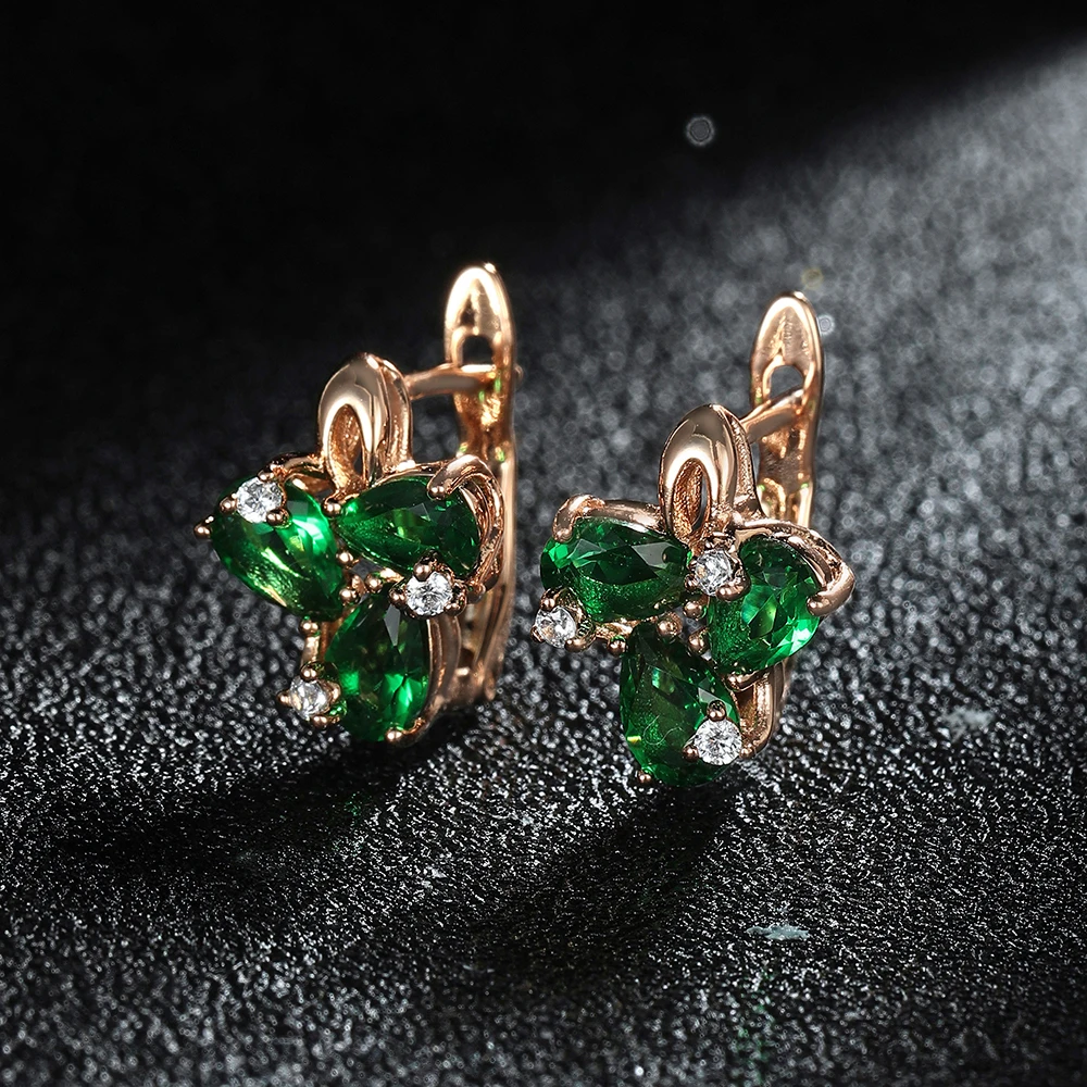 

4/style Cubic Zirconia Colorful Stud Earrings Quality Jewellery Exquisite Small Female Flower Ear Clip Accessories For Woman