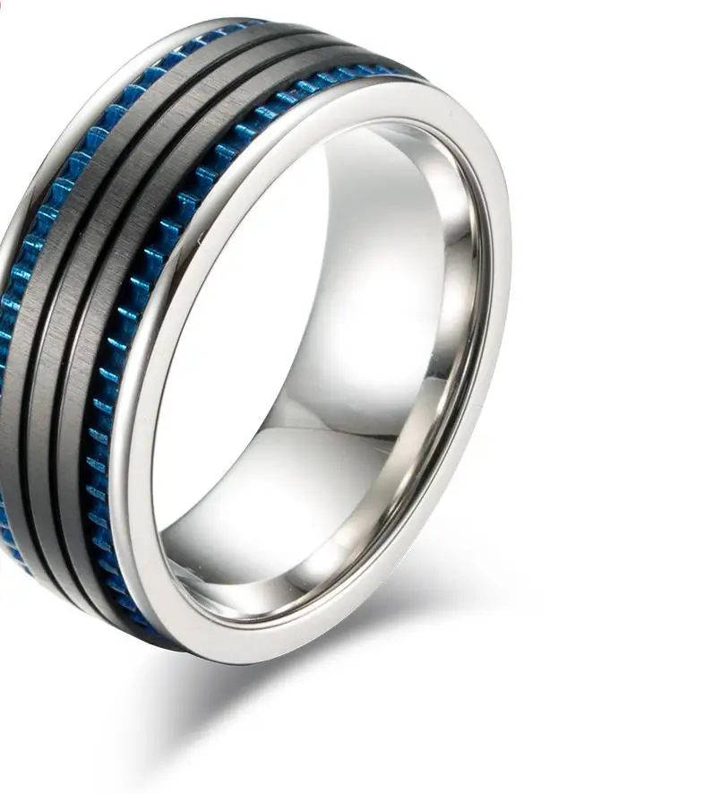 Кольцо с голубым зубом титановой стальной проволокой | Украшения и аксессуары