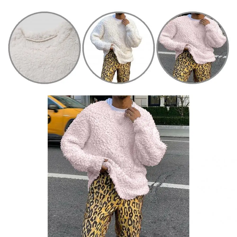 Sweatshirt All Match Cozy Plush Oversized Winter Sweatshirt Men Sweatshirt for Work