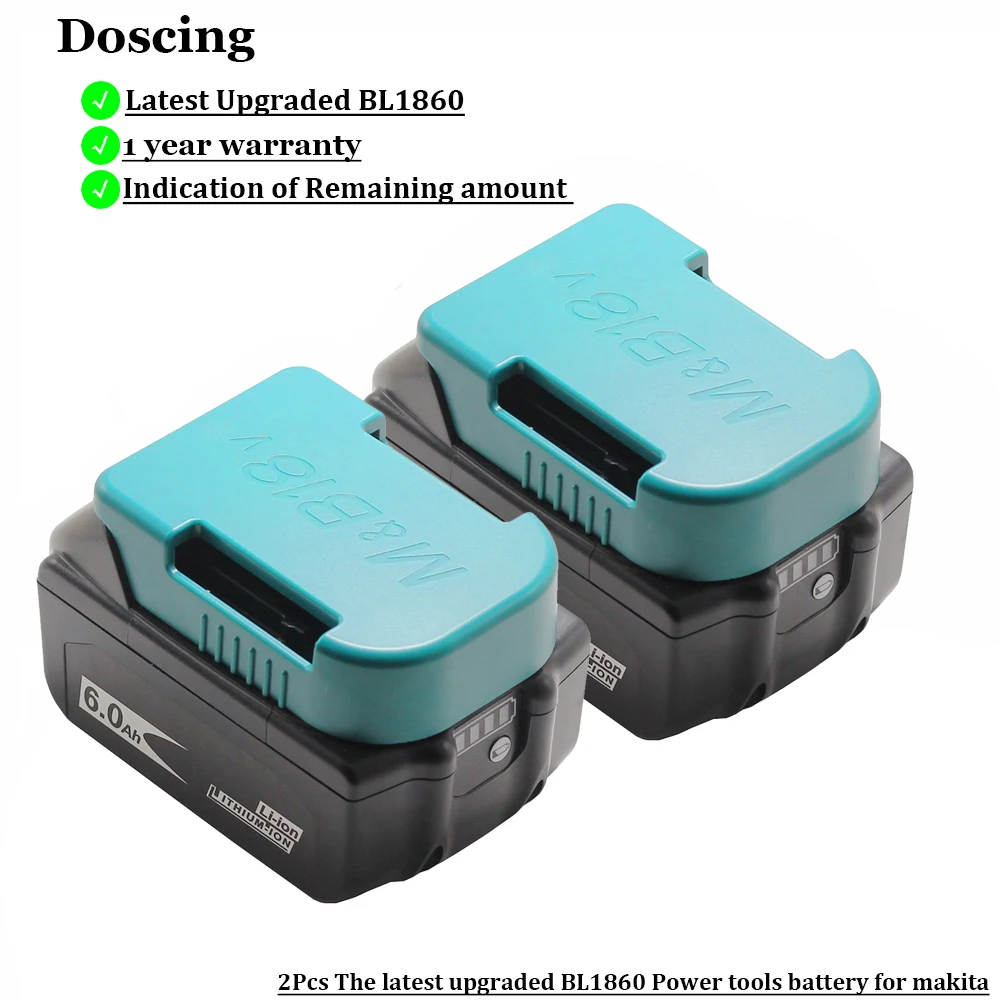 Аккумуляторные батареи Doscing BL1860 18 в 6000 мАч для Makita аккумулятор BL1840 BL1850 BL1830 BL1860B LXT
