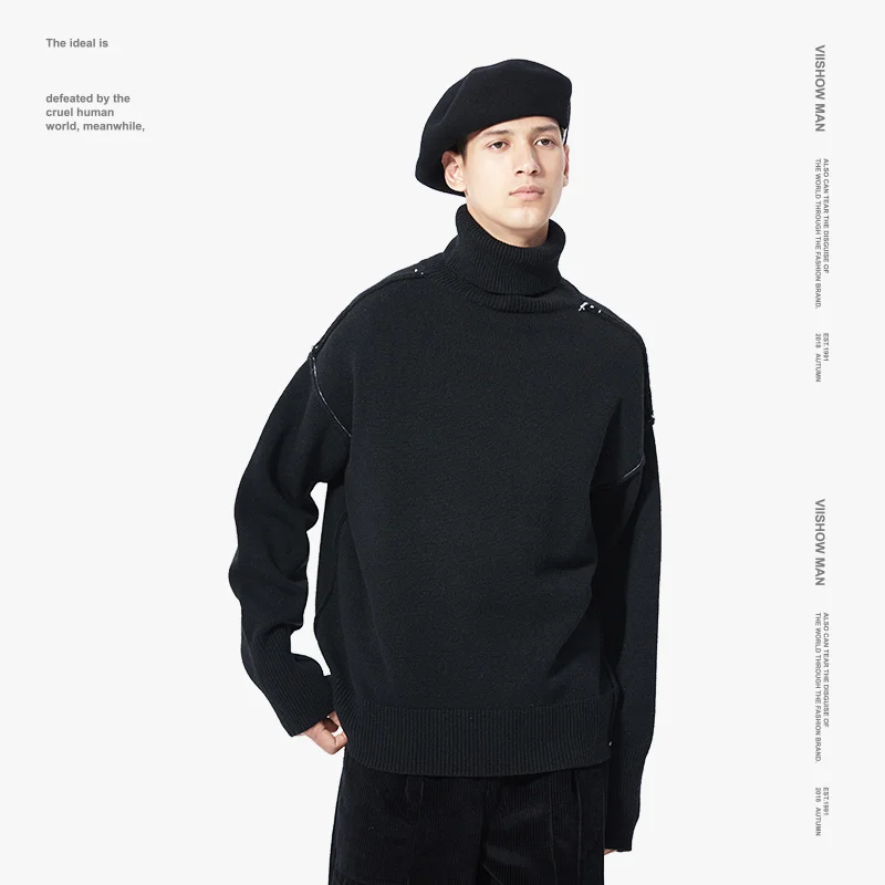 VIISHOW мужской свитер с высоким воротом брендовый Мужской пуловер Рождественский