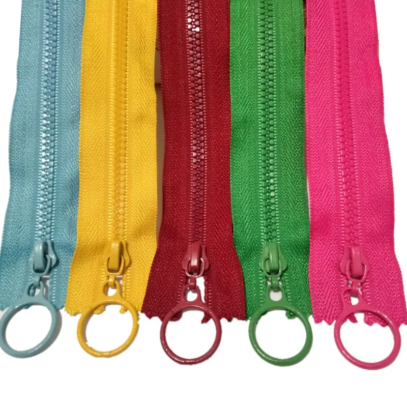 

40-70Cm 20 Pcs 3# Plastic Teeth Resin Closed Tail Circle Slider Clothing Box Home Textile Resin Zipper
