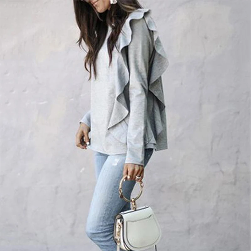 Осенняя женская новая модная повседневная женская плиссированная Однотонная рубашка с длинными рукавами для женщин