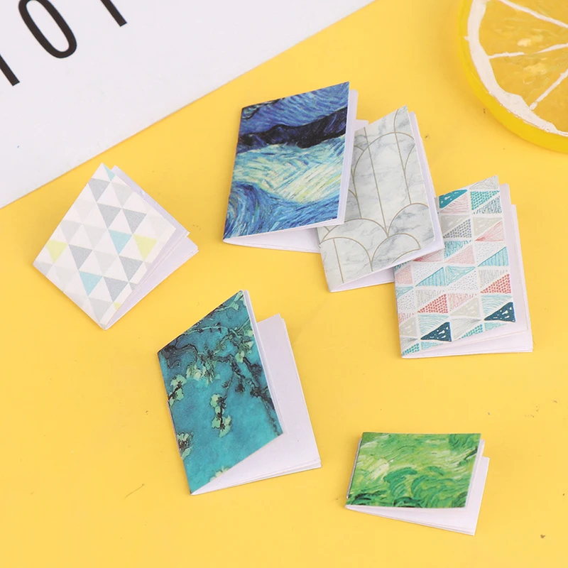 

6Pcs/set 1:12 Dollhouse Miniature Books Paper Notebook Model Doll House Decor