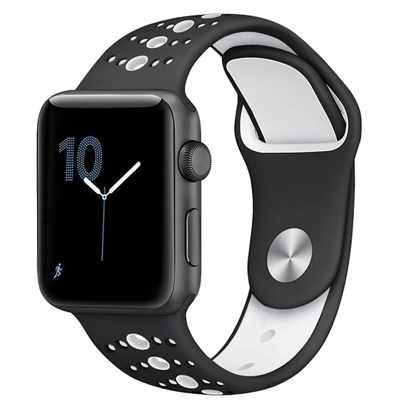 Дышащий силиконовый спортивный ремешок для Apple Watch 5 4 3 2 1 42 мм 38 мм резиновый ремешок для Iwatch 5 4 3 40 мм 44 мм - Цвет ремешка: Color 2