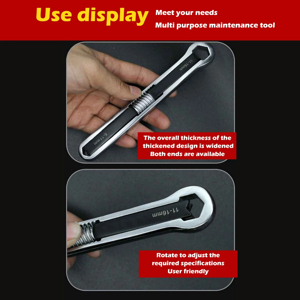 

Universal Extension Wrench Telescopic Adjustable Spanner 5-15/15-27mm 5-11/11-16mm Fexible Open Wrenches Tire Change Tools