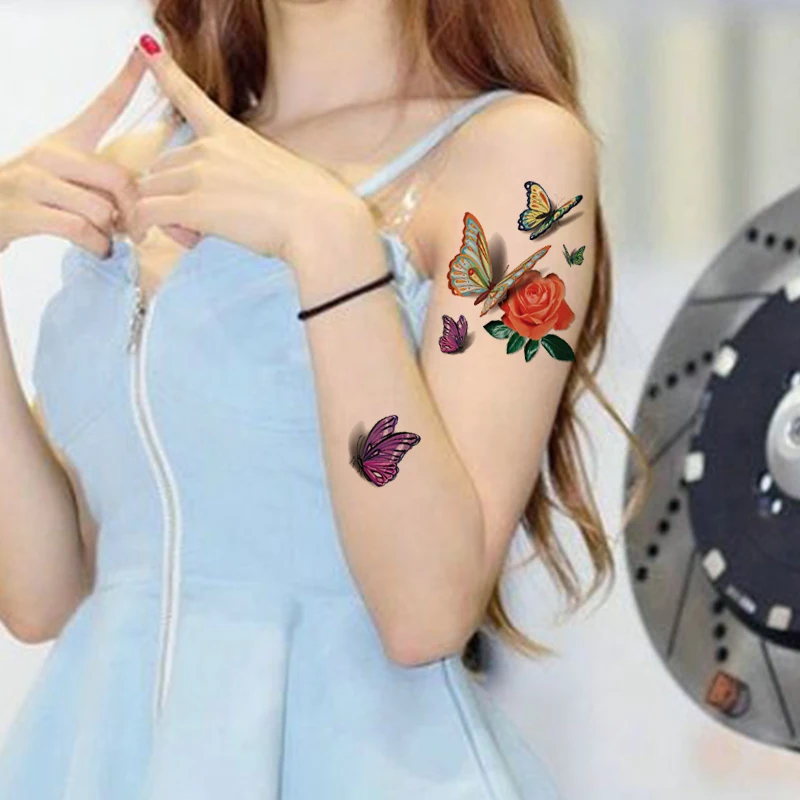 12 шт. в упаковке 3D &quotЦветы&quot и &quotБабочка&quot для Водонепроницаемый Временные