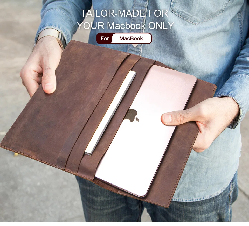 Ретро Crazy Horse Koe Lederen чехол для iPad Macbook 12 дюймов планшет сумка ноутбука