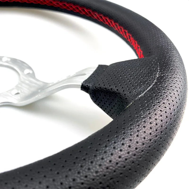 Рулевое колесо в стиле ND 13 дюймов из замши кожи черная металлическая рейка