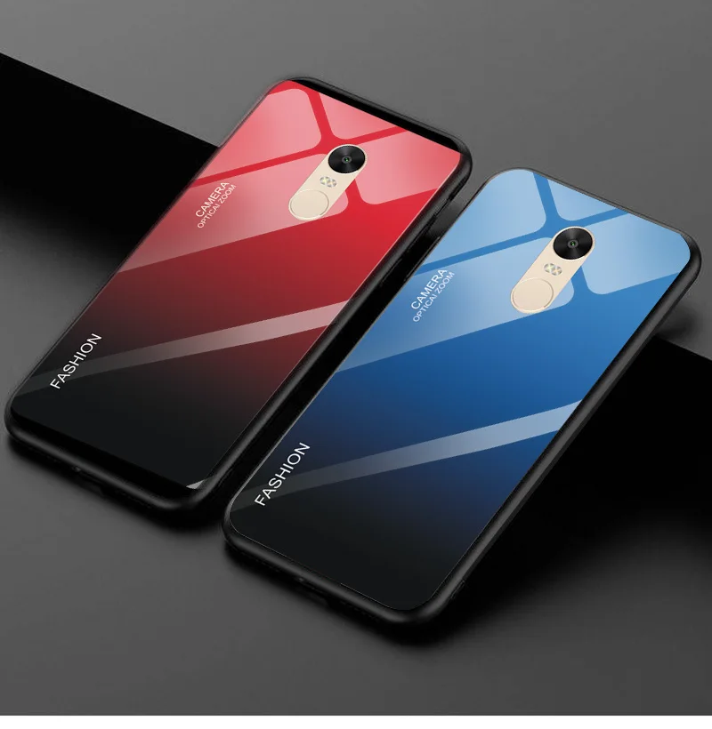 Градиентный телефонный чехол для Redmi Note 4x закаленное Стекло чехол для Xiaomi Redmi Note 4 глобальная версия защищают заднюю крышку Чехлы-бамперы