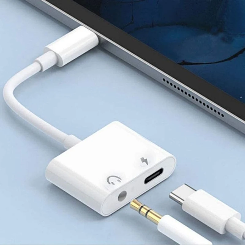

Адаптер 2 в 1 USB-C с разъемом для наушников 3,5 мм, совместим с iPad Pro и телефоном с разъемом Type-C