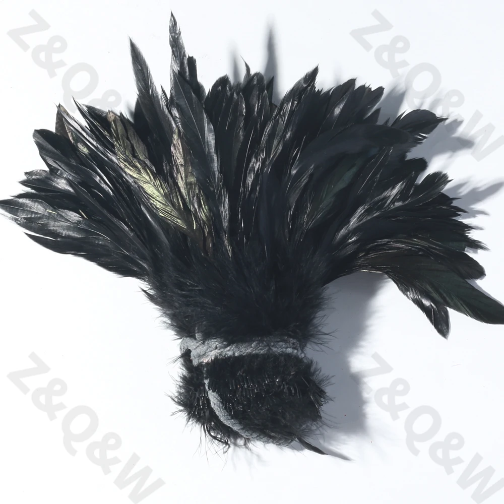 

Natural 6-8 Inch Rooster Feather Dyed Black DIY Craft Jewelry Accessories Performance Costume Skirt Head Button Decoration
