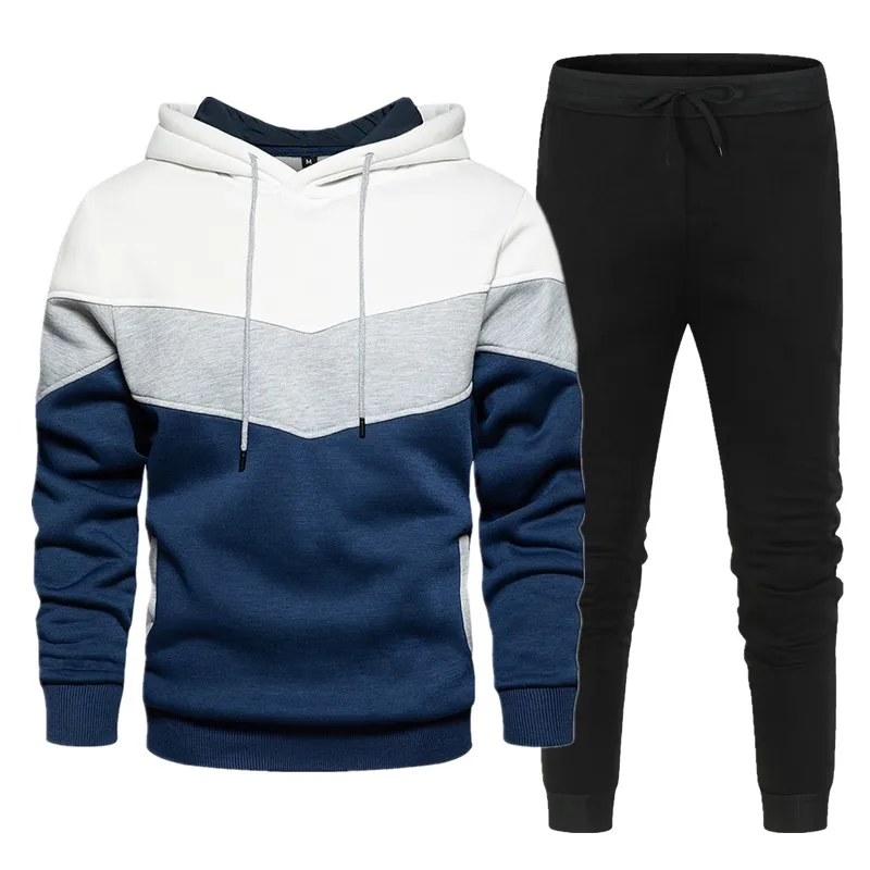 

Комплект мужской спортивной одежды из 2-х предметов, свитшот + спортивные штаны, толстовка с цветными блоками, повседневный мужской размер ...