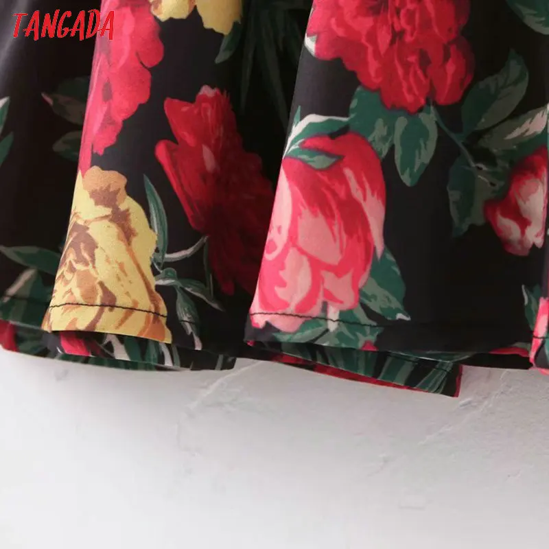 Платье миди женское с отложным воротником длинным рукавом и цветочным