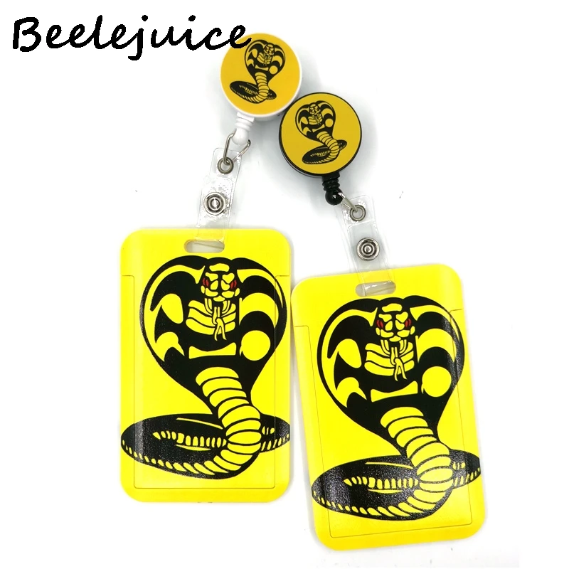 

Cobra Kai Snake Cute Credit Card Cover Lanyard Bags Retractable Badge Reel Student Nurse Exhibition Name Clips ID Card Holder