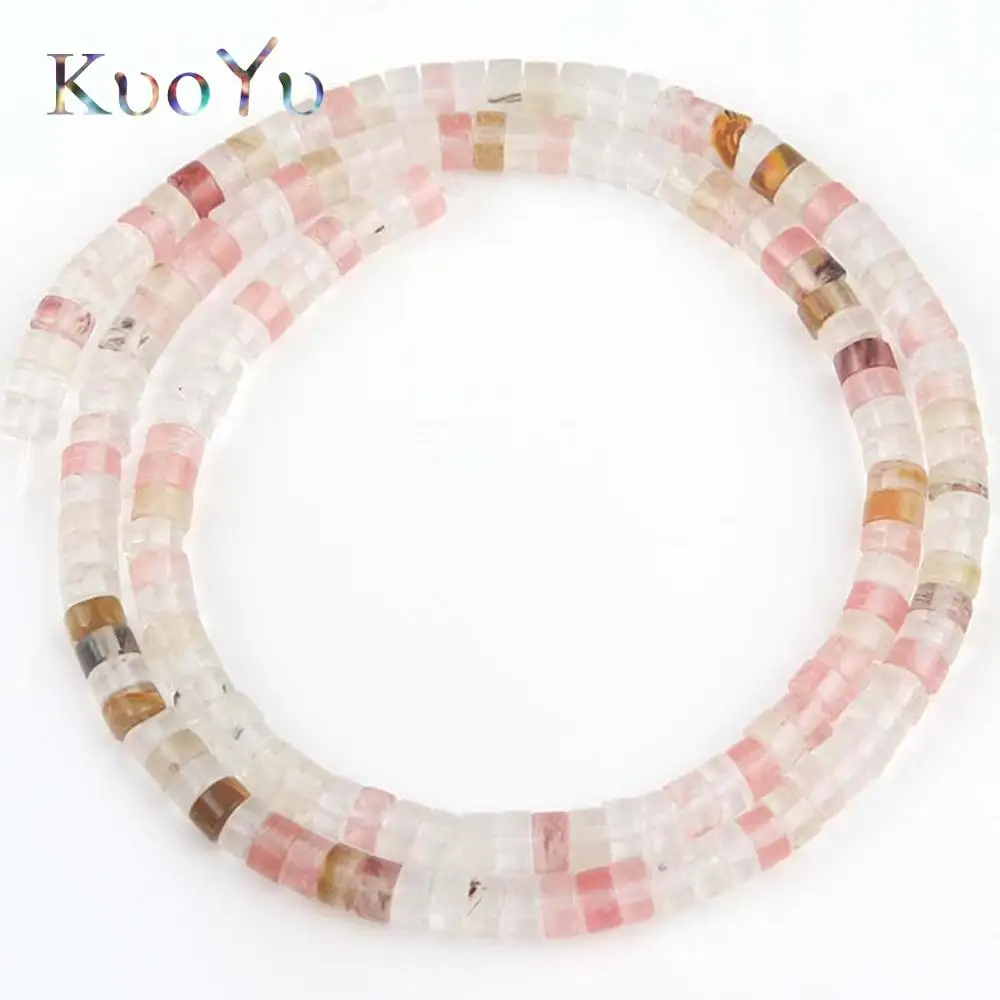 4x2 мм цилиндрические круглые бусины с арбузным кристаллом из натурального камня