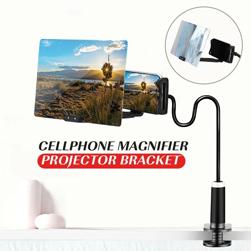 

Pohiks Long Arm lazy Phone Holder Desk Enlarged Magnifying Stand 12" HD 3D Video Projection Amplifier Phone Stand Holder