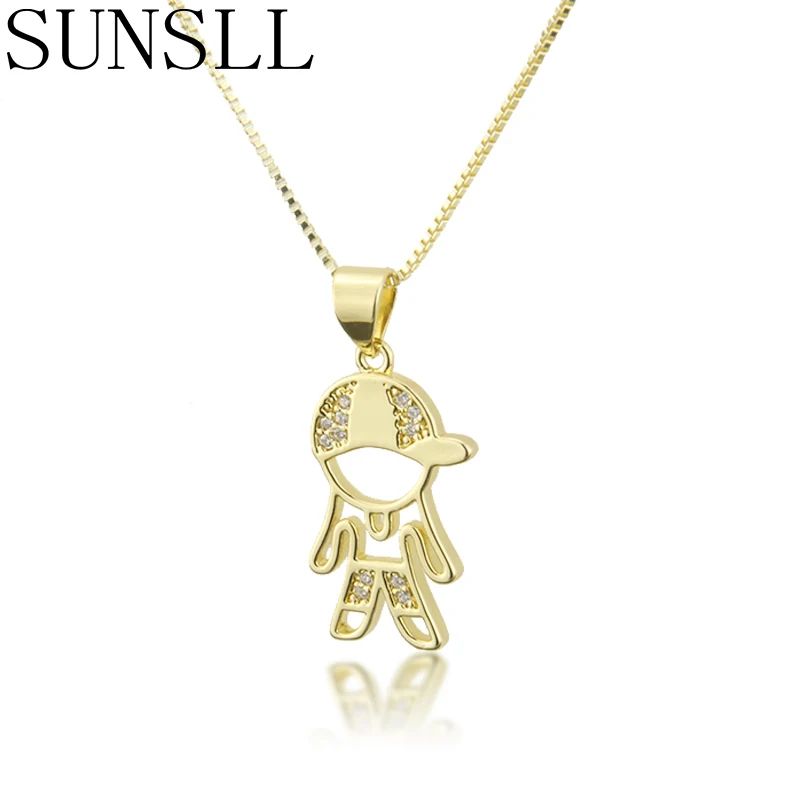 Новое Золотое медное ожерелье SUNSLL с кубическим цирконием в форме мальчика для