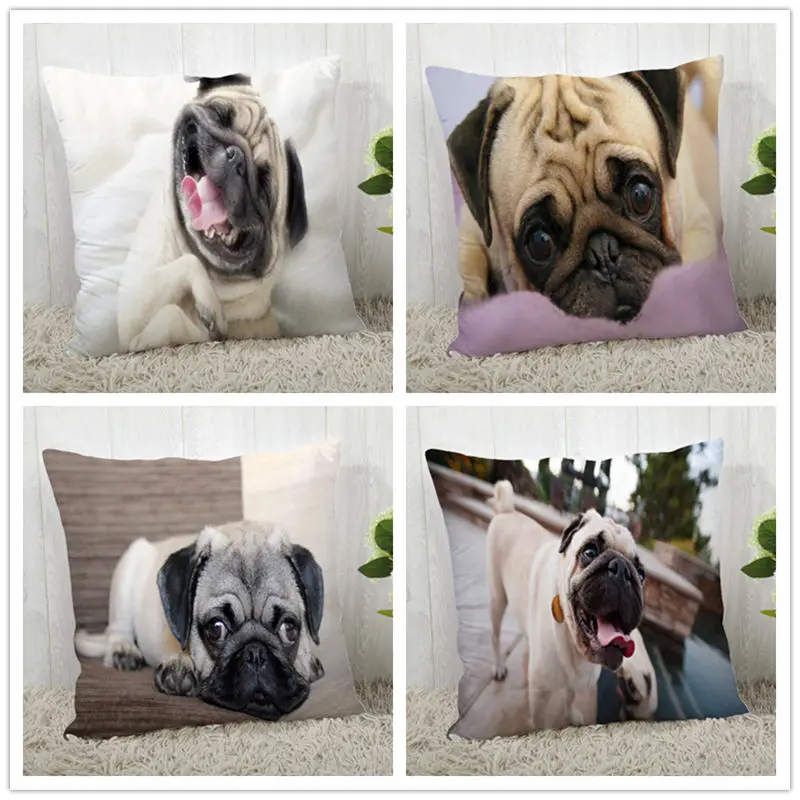 

High Quality Custom Decorative Pillowcase Cute Pug Square Zippered Pillow Cover Print Your image 20*20cm,35*35cm,40*40cm