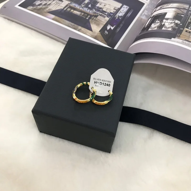 Модный шарм копия 1:1 желтый разноцветный обруч серьги с полосками женские