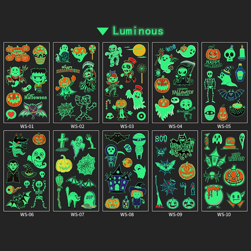 

Светящиеся временные татуировки на Хэллоуин