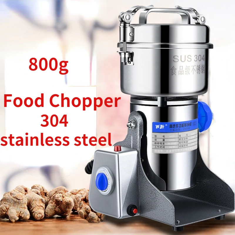 

Измельчитель для пищевых продуктов 800 г, станок из нержавеющей стали 304, мельница, дробилка, бытовая мельница, машина для помола порошка, зерн...