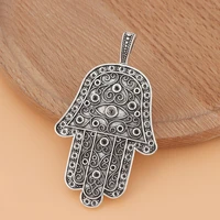 10pcslot tibetan silver large hamsa hand charms pendants for necklaces jewelry making accessories