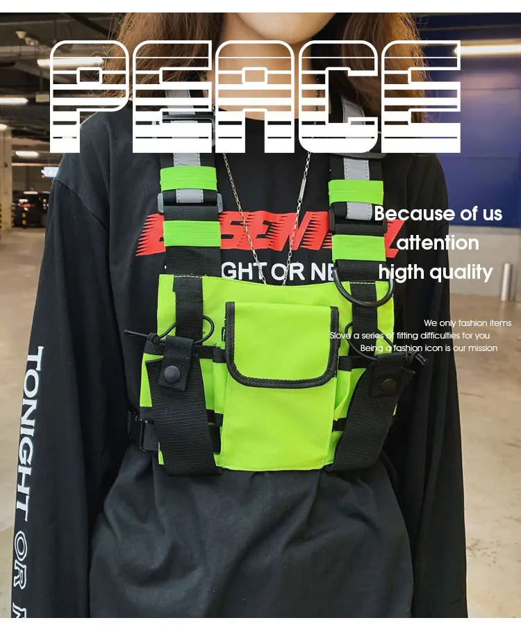 Мужская нагрудная сумка в стиле хип-хоп Уличная унисекс крутая функциональная тактическая сумка через плечо на поясе кошелек в стиле панк светоотражающий рюкзак