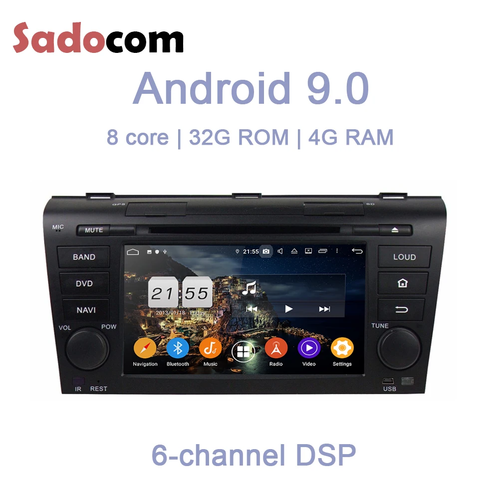 DSP IPS Android 9 0 для Mazda 3 2003 - 2007 2008 2009 Восьмиядерный 4 Гб + 32 ГБ Автомобильный dvd-плеер GPS